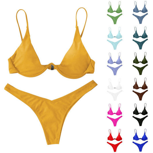2025 Sexy  Bikini Swimsuit Low Waisted  Beach Bathing Suit   Brazilian Swimwear Two Pieces Sale