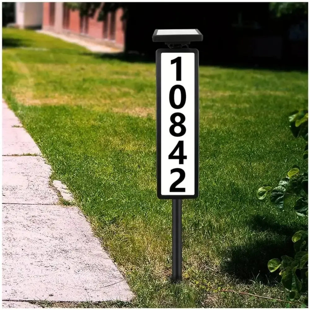 1 pc Solar Light Powered House Number, Address Sign With Lighting, Pole Mount, Smart Light Control, Automatically Lights Up From