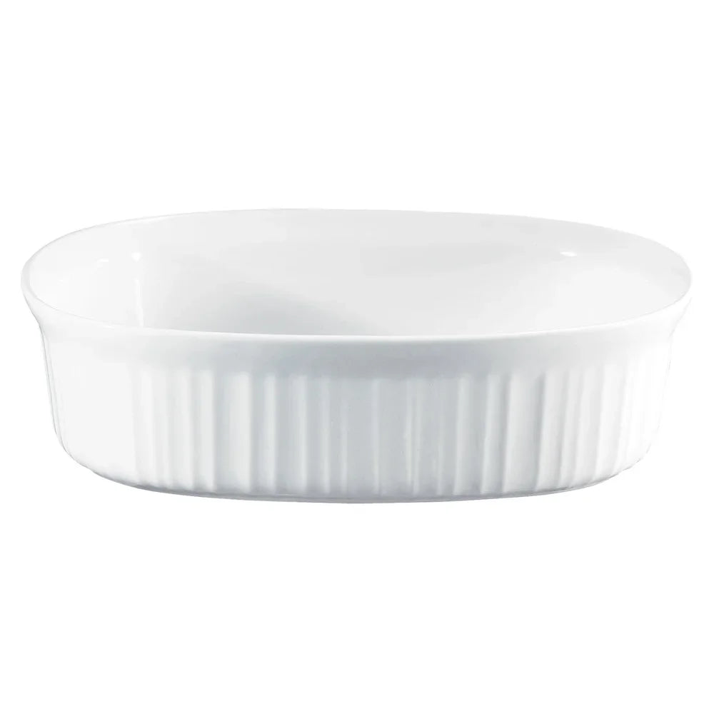 French White Ceramic Casserole Dish Oven Safe Bakeware Set with Glass Lid Durable Non-Porous Stoneware Kitchen to Table Ideal