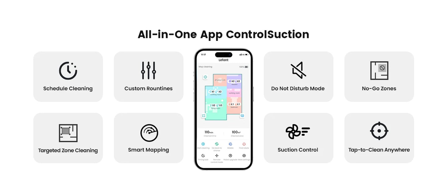 Lefant M330 Pro Robot Vacuum and Mop combo, 5000Pa,dTOF LiDAR Navigation,Compatible with Alexa/Google/WiFi