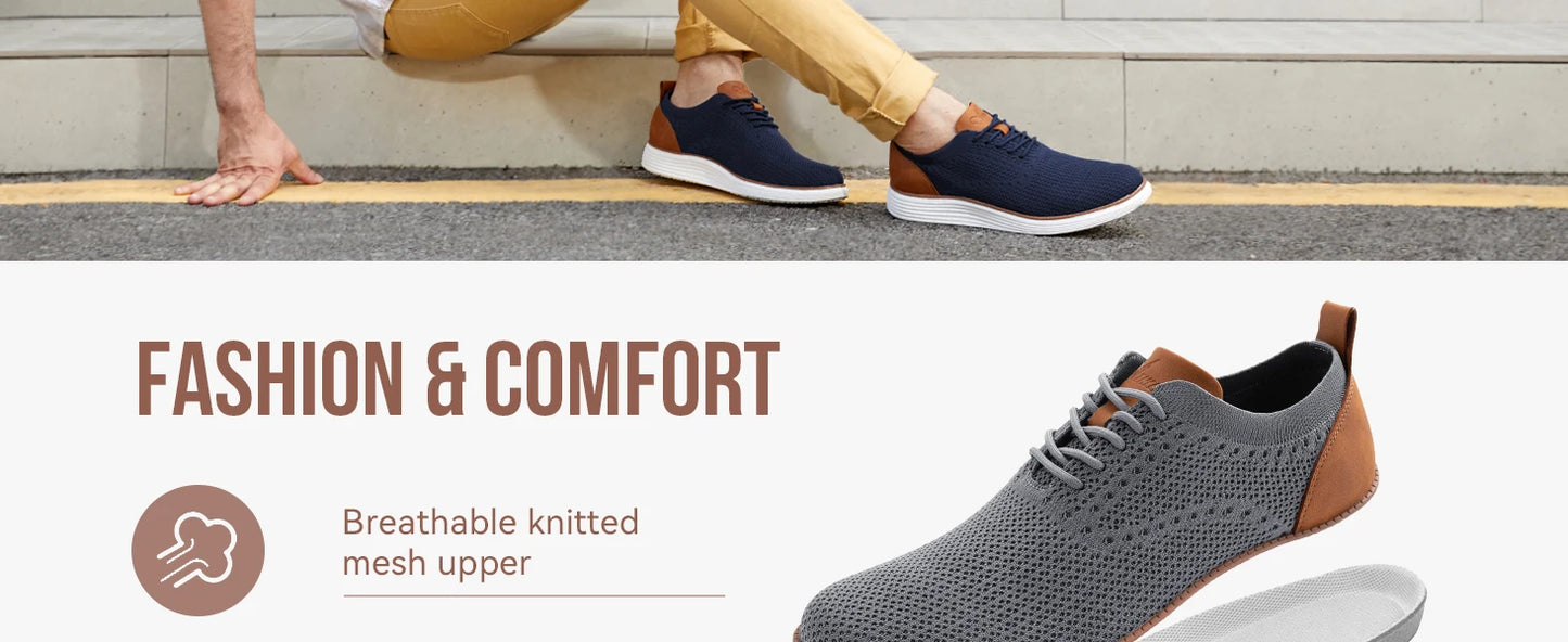Men's Casual Sneakers Oxfords Business Mesh Breathable Walking Athletic Shoes