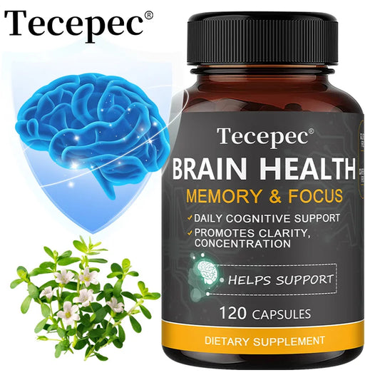 Brain Health Supplement Natural Capsules with Bacopa Monnieri Improve Memory and Focus Support Cognitive Clarity