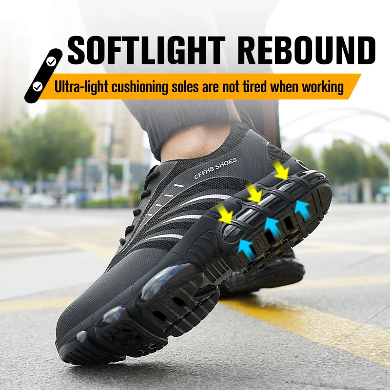 Breathable Lightweight Comfortable Anti-Smash Anti-Puncture Safety Shoes for Men