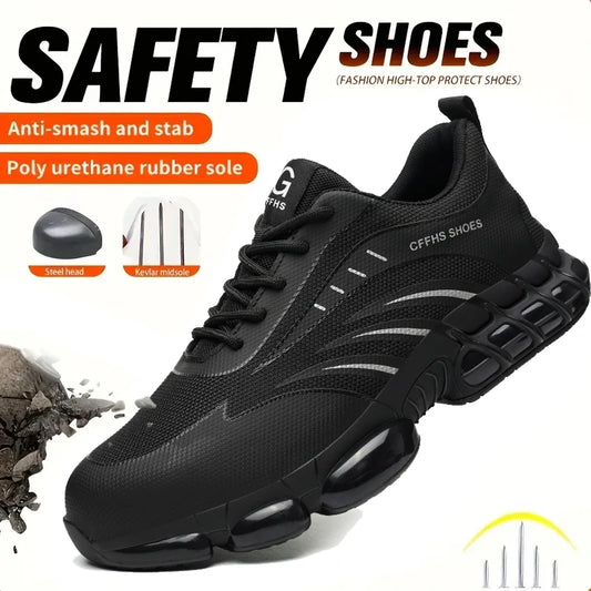 Breathable Lightweight Comfortable Anti-Smash Anti-Puncture Safety Shoes for Men