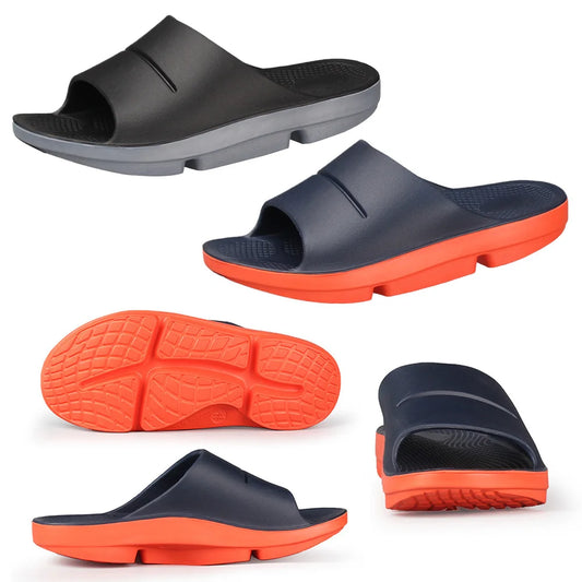 Mens Plantar Fasciitis Thick Cushion Slides Arch Support Summer Beach Sandals Lightweight Recovery Footwear for Indoor Outdoor
