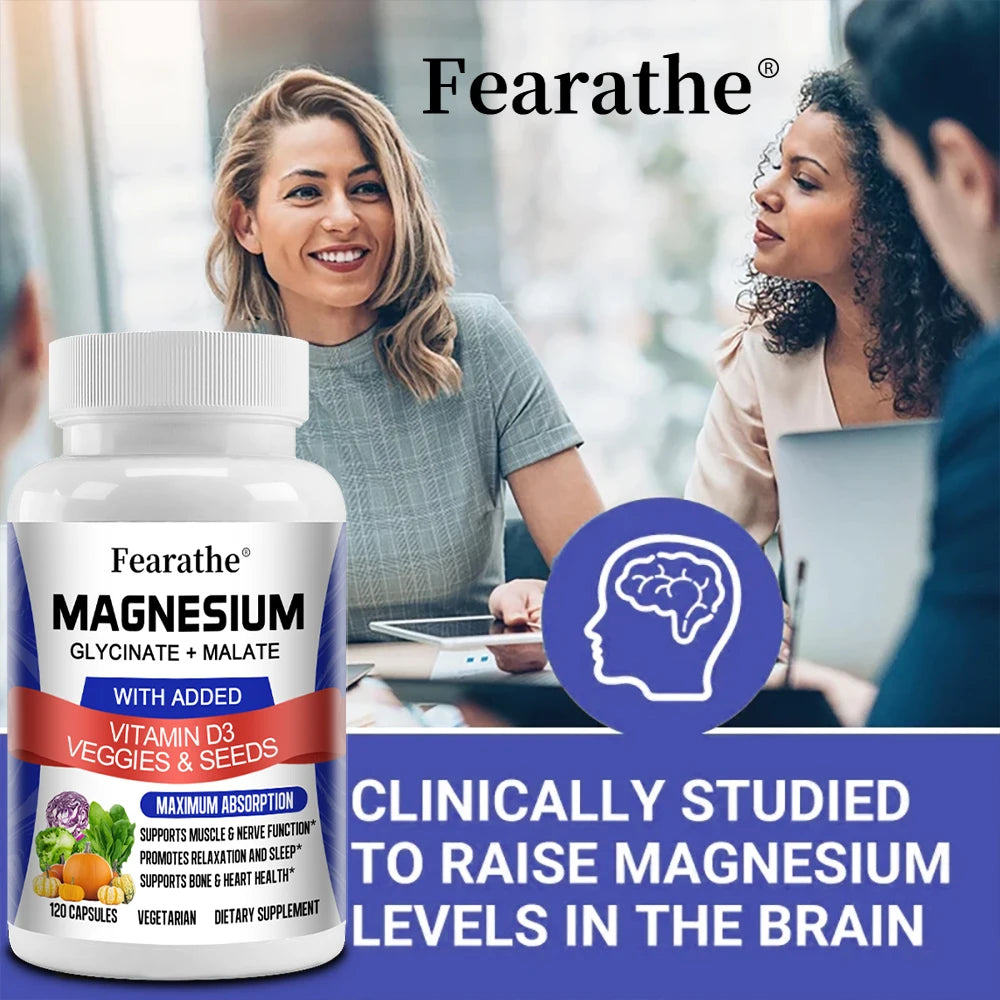 Magnesium Capsules Magnesium Malate and Glycinate Supplement Boosts Immunity Promotes Heart Health and Strong Bones