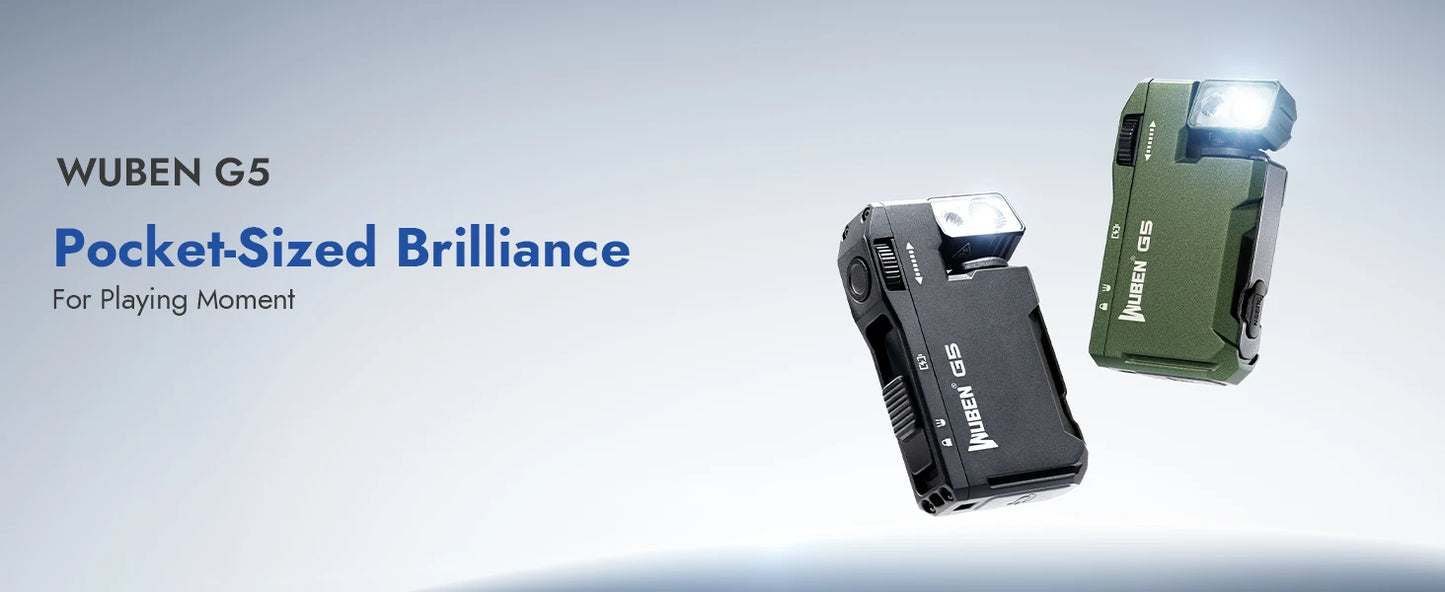 WUBEN G5 Rechargeable EDC Flashlight, 400 Lumens Dual Light Sources Mini Flashlight with RGB Light, Portable Pocket Flashlights