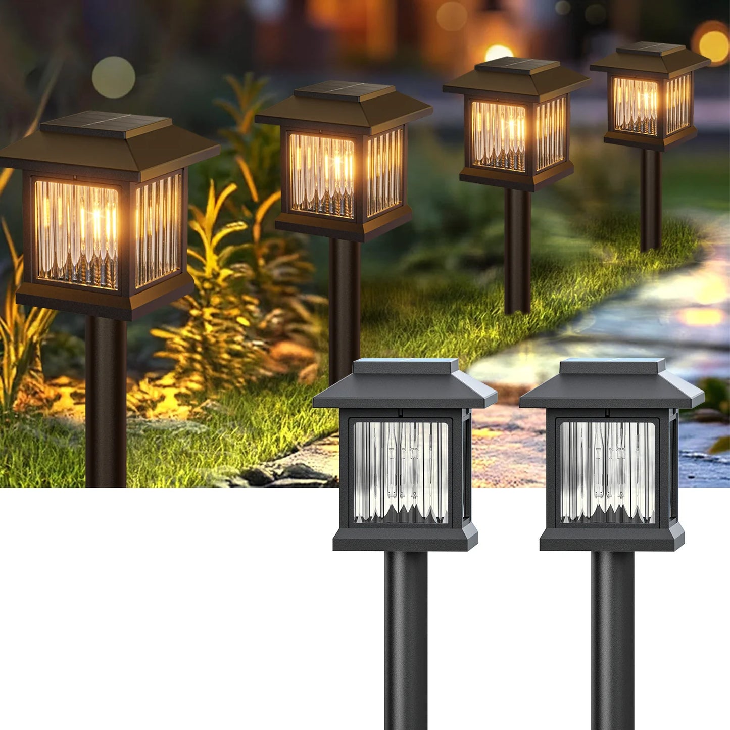 2/12-Pack Solar Outdoor Lights, Auto On/Off Solar Garden & Street Lights for Lawn, Patio, Driveway - Perfect Gifts