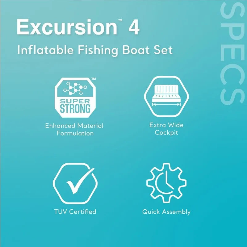 Intex Excursion Inflatable Boat Series with Deluxe 54 Inch Boat Oars and High Output Pump Super Tough PVC