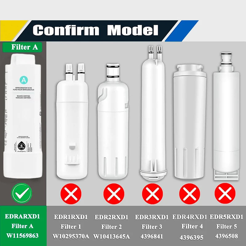 EDRARXD1 Refrigerator Water Filter Compatible with Whirlpool EDRARXD1B, WRMF3636RZ, WRFF3536SZ, WRMF3636RV WRFF3436RZ WRMF3636RW