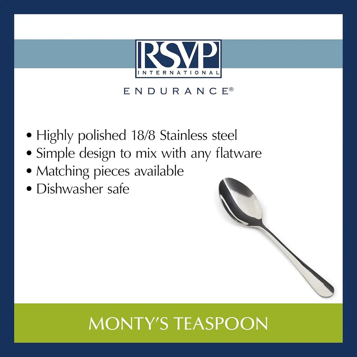 Endurance Flatware Collection Stainless Steel, Dishwasher Safe, Teaspoon