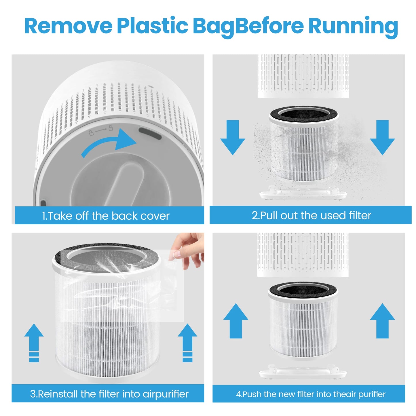 Sejoy Air Purifiers for Bedroom H13 True HEPA Air Filter,4 Speeds,Timer,Quiet Air Cleaner for Home, Office, Living Room