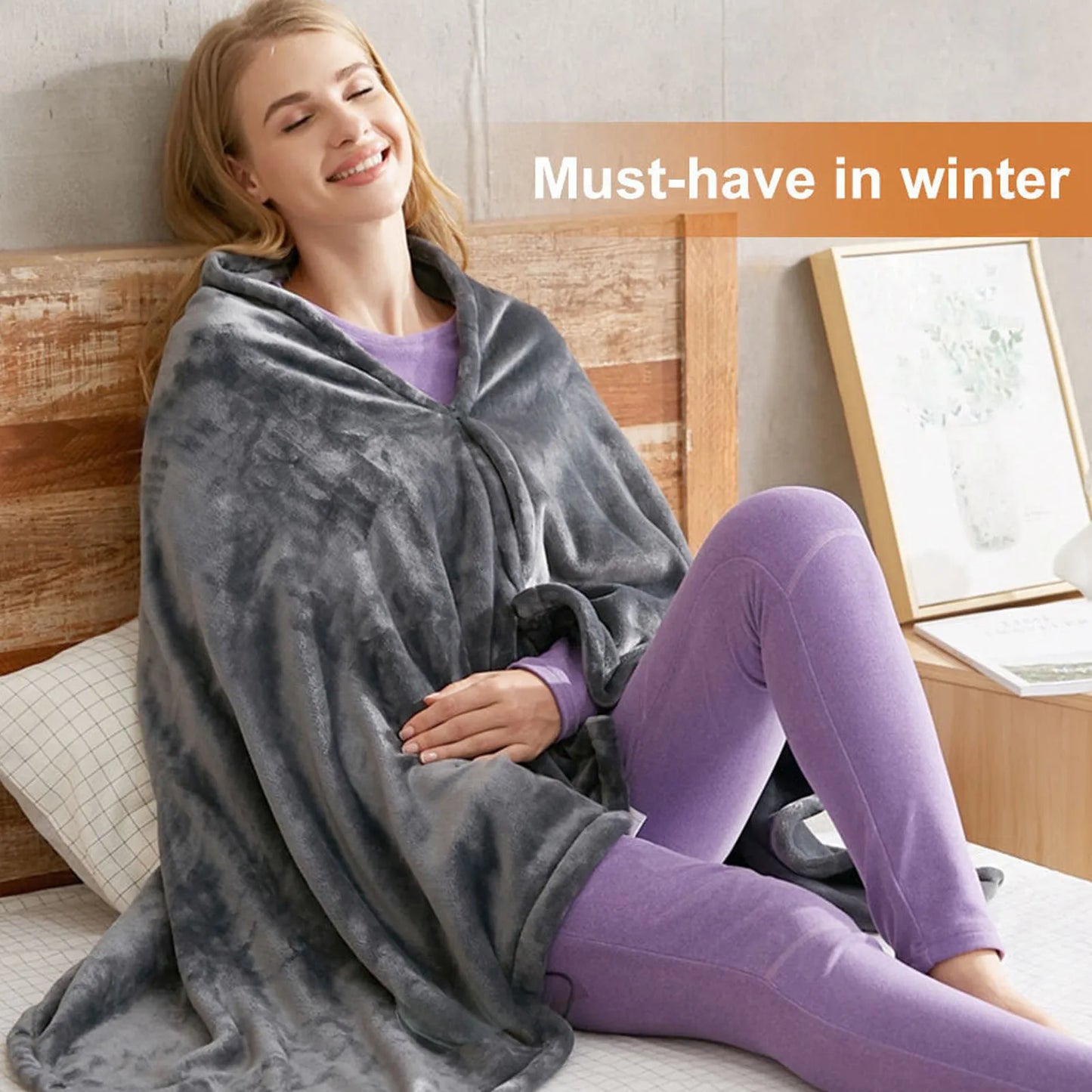 Portable USB Electric Heating Blanket - Heat 3 Levels Adjustable Fast Heating Shawl Suitable For Home/Office/Camping Outdoor Use